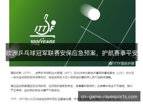 欧洲乒乓球冠军联赛安保应急预案，护航赛事平安